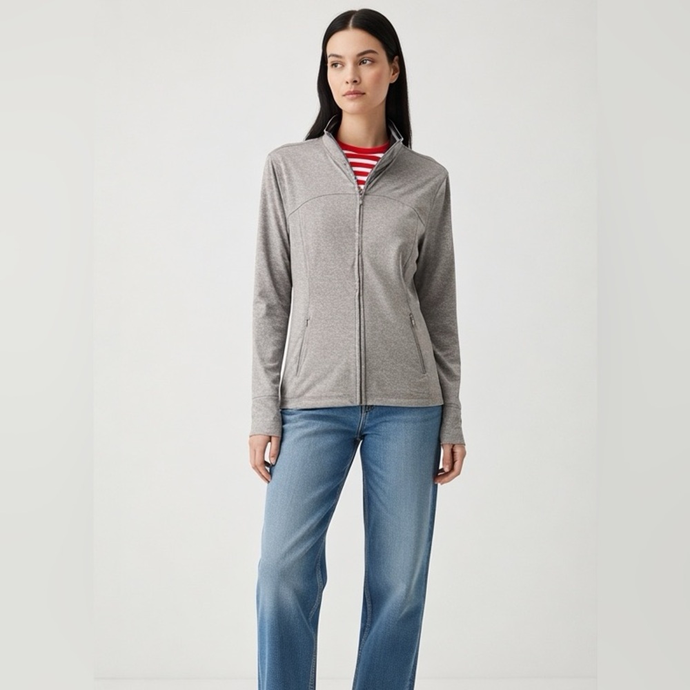 Old Navy Women's Light Gray Athletic Jacket with Pockets Size L